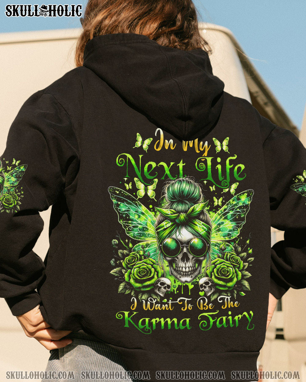 BLISSCORNERS HELLO DARKNESS MY OLD FRIEND MESSY BUN SKULL ALL OVER PRINT