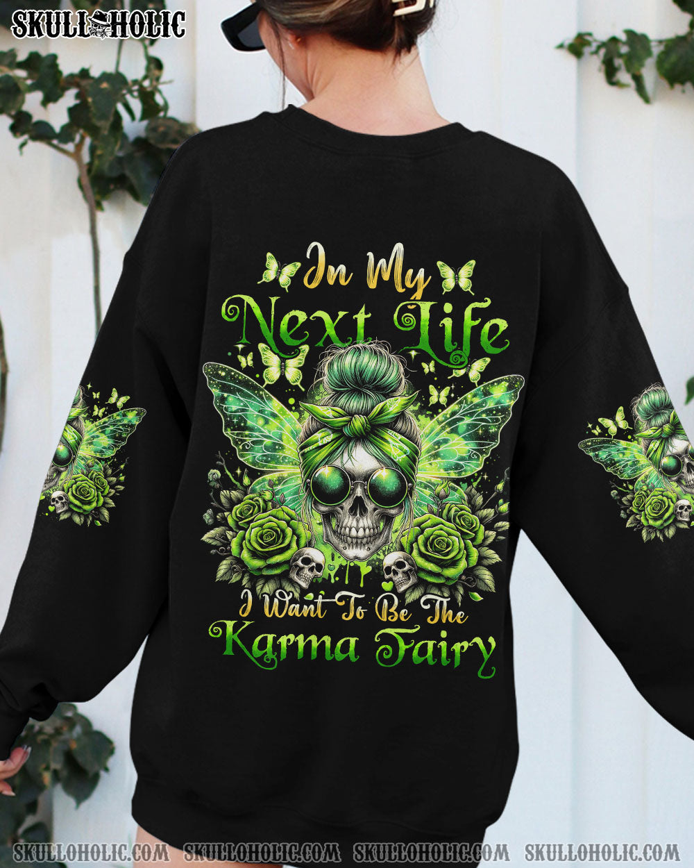 BLISSCORNERS HELLO DARKNESS MY OLD FRIEND MESSY BUN SKULL ALL OVER PRINT