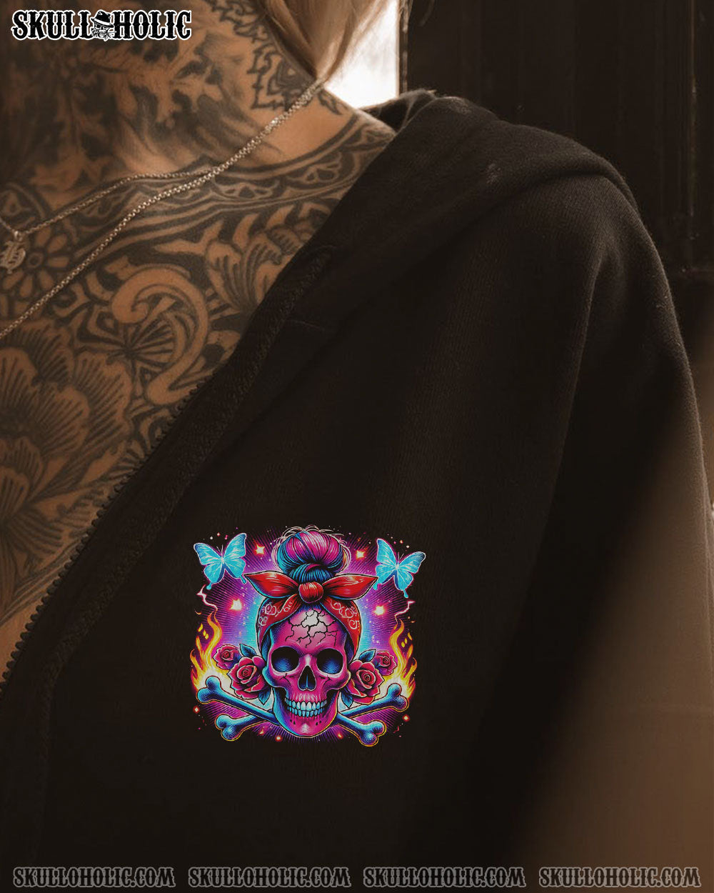 BLISSCORNERS JUDGE ME WHEN SKULL MESSY BUN PURPLE ALL OVER PRINT