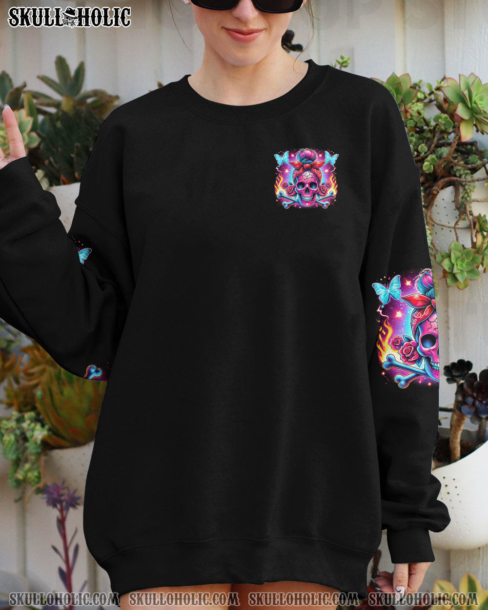 BLISSCORNERS JUDGE ME WHEN SKULL MESSY BUN PURPLE ALL OVER PRINT
