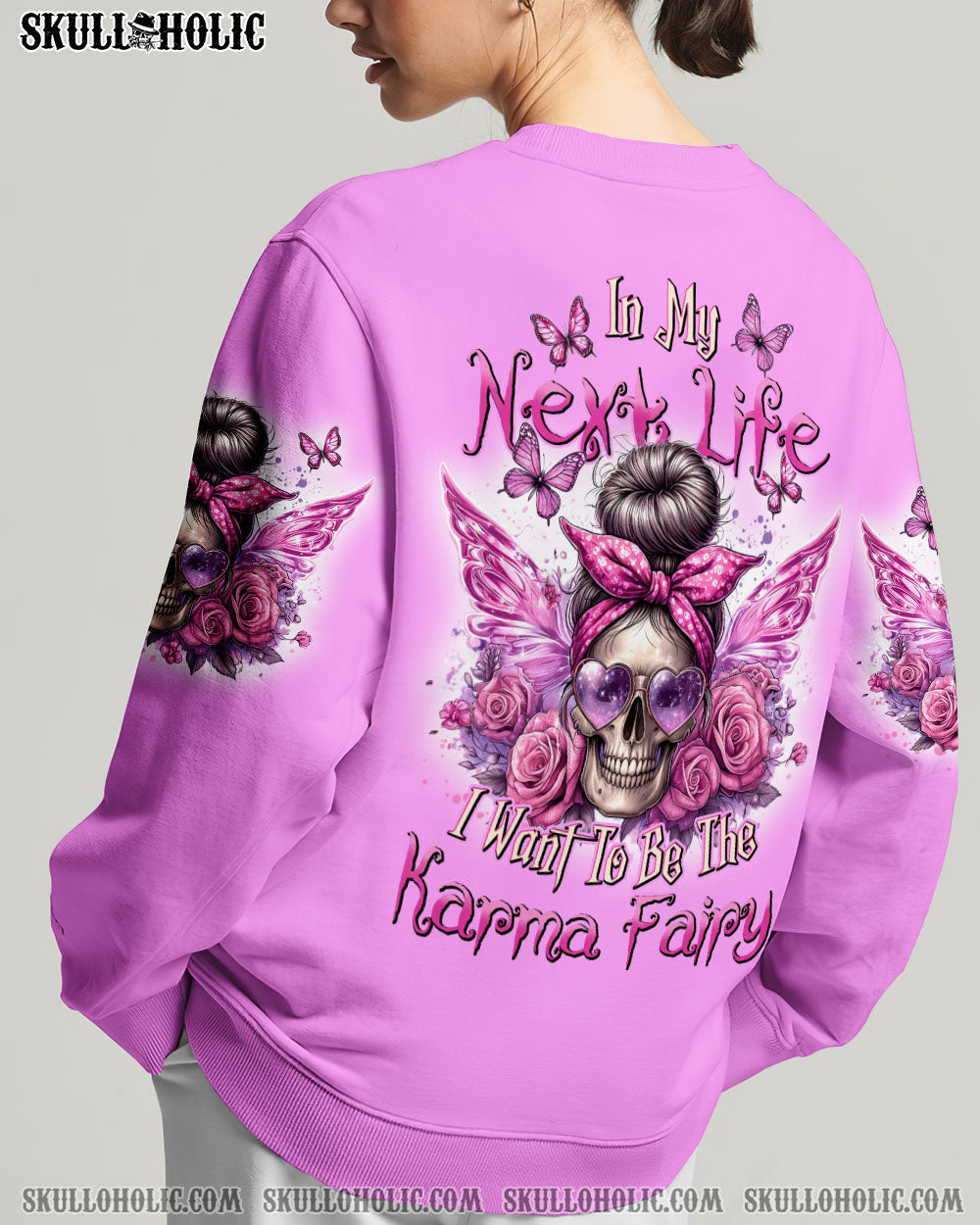BLISSCORNERS THE GOOD GIRL IN ME MESSY BUN SKULL ALL OVER PRINT