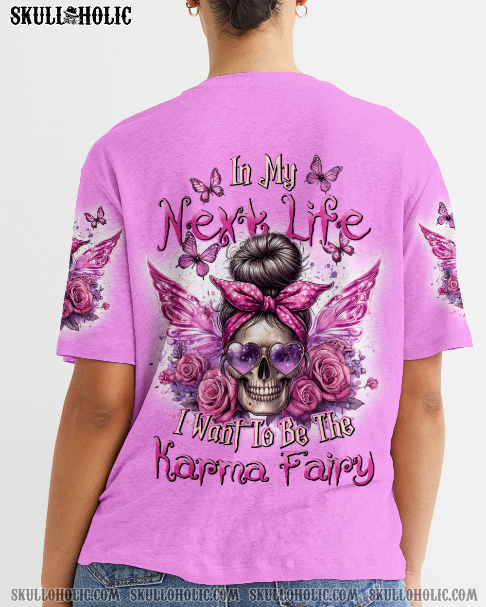 BLISSCORNERS THE GOOD GIRL IN ME MESSY BUN SKULL ALL OVER PRINT