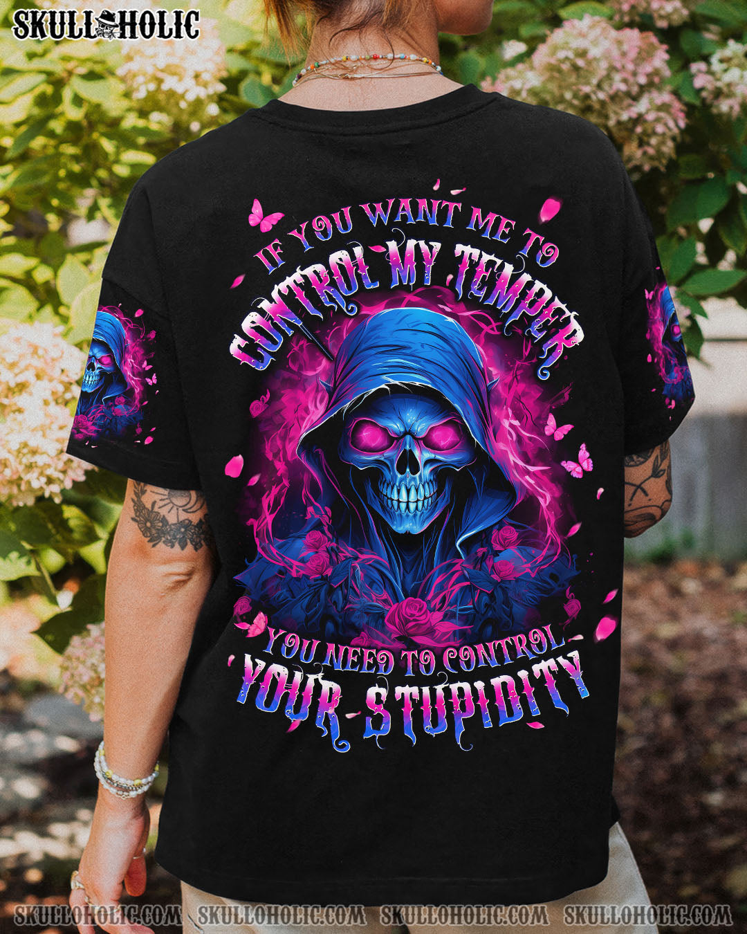 BLISSCORNERS IF YOU WANT ME TO CONTROL MY TEMPER ALL OVER PRINT