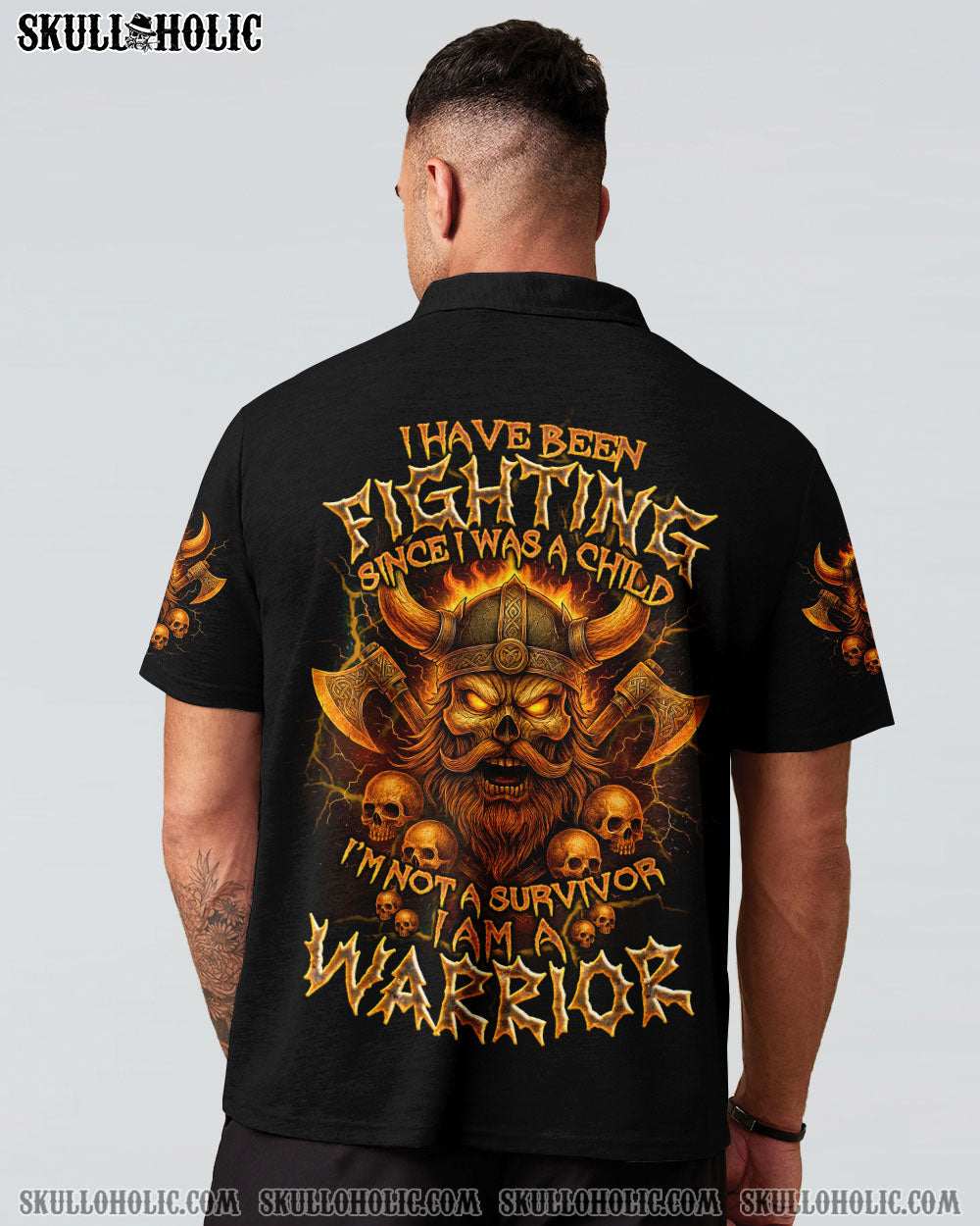 BLISSCORNERS I AM A WARRIOR VIKING SKULL ALL OVER PRINT
