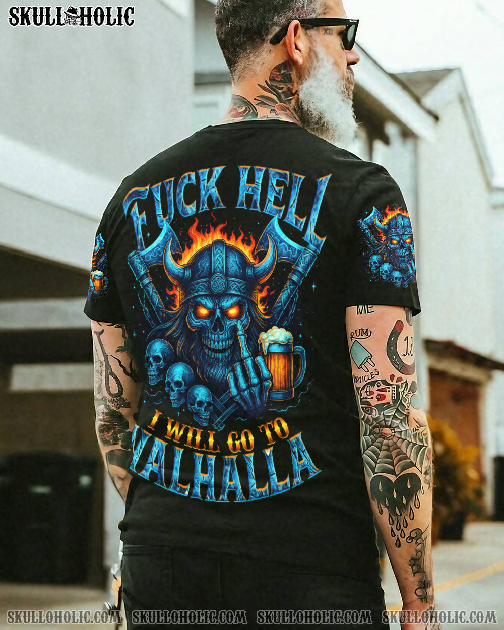 BLISSCORNERS I WILL GO TO VALHALLA VIKING SKULL ALL OVER PRINT