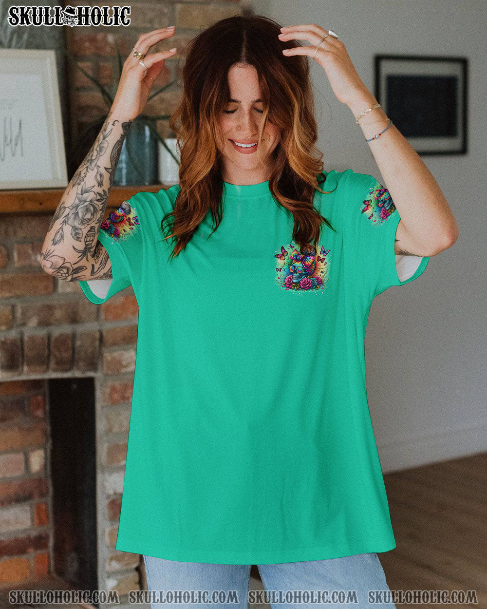 BLISSCORNERS A MOUTH I CAN'T CONTROL MESSY BUN SKULL ALL OVER PRINT