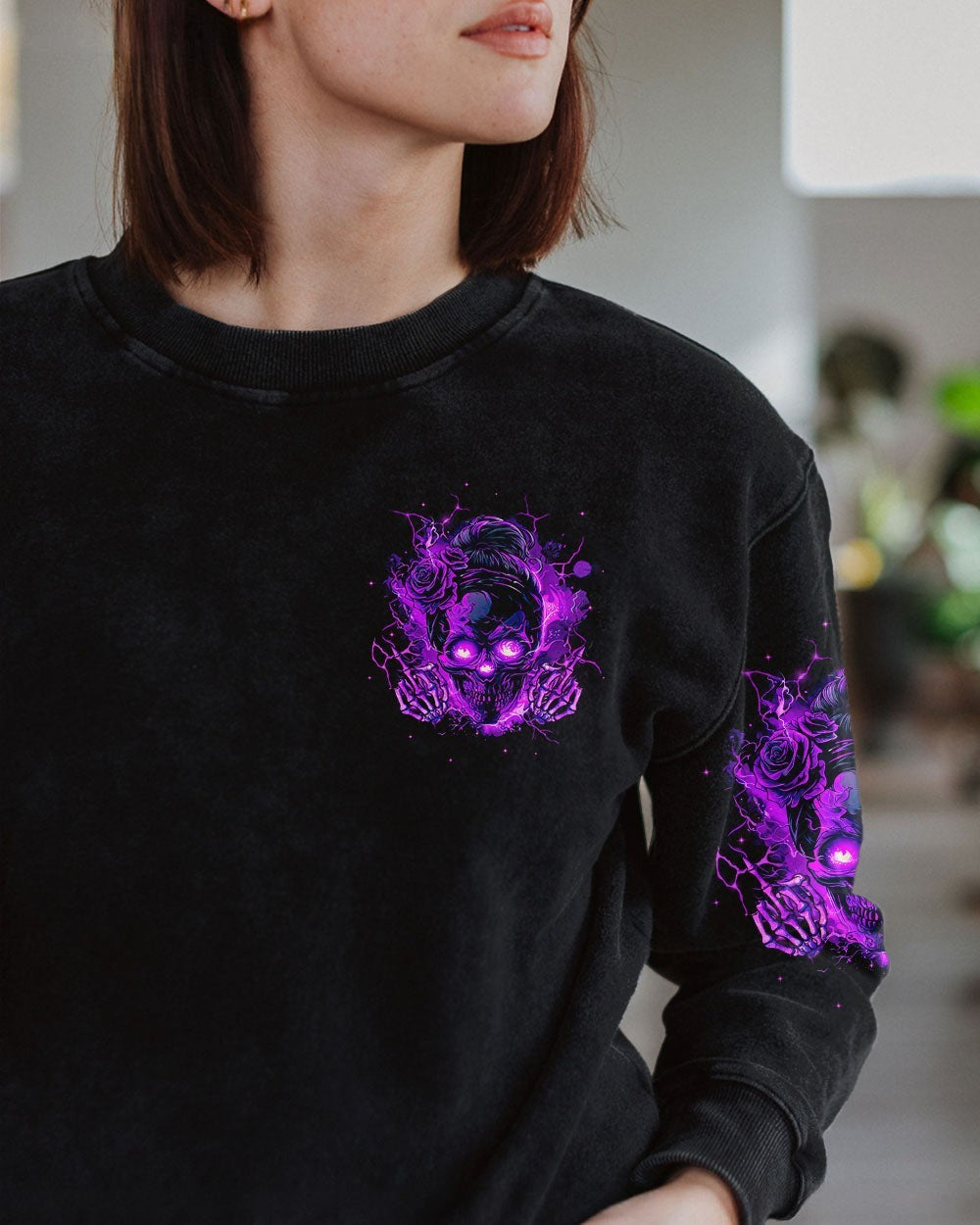 BLISSCORNERS THE GOOD GIRL IN ME SKULL MESSY BUN ALL OVER PRINT