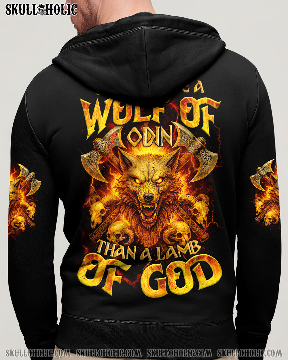 BLISSCORNERS BETTER TO BE A WOLF OF ODIN THAN A LAMB OF GOD VIKING SKULL ALL OVER PRINT