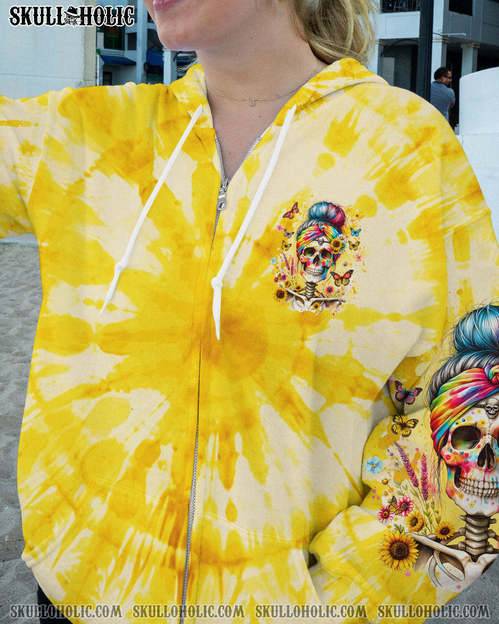 BLISSCORNERS SHE IS SUNSHINE MESSY BUN TIE DYE ALL OVER PRINT