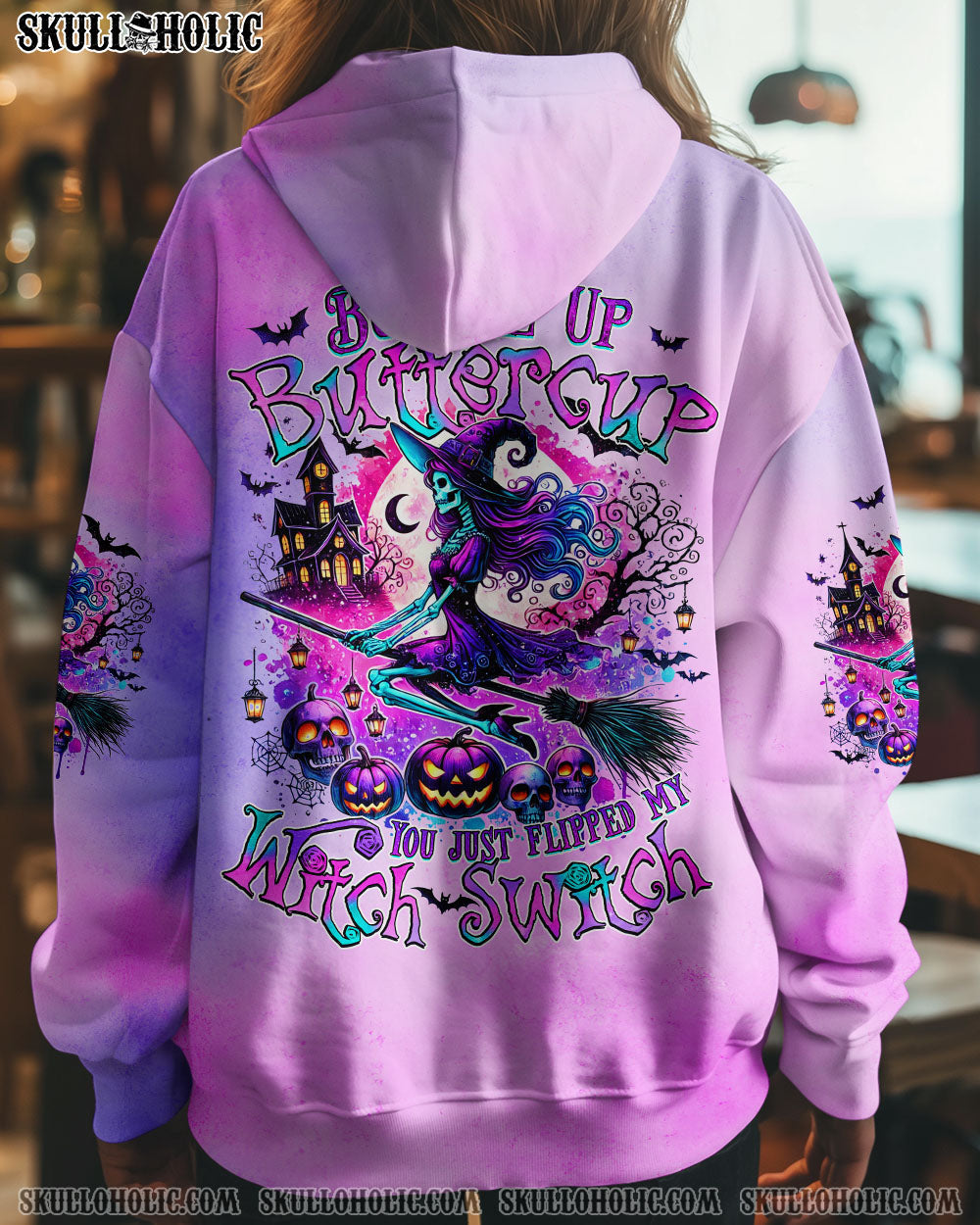 BLISSCORNERS BUCKLE UP BUTTERCUP YOU JUST FLIPPED MY WITCH SWITCH HALLOWEEN ALL OVER PRINT