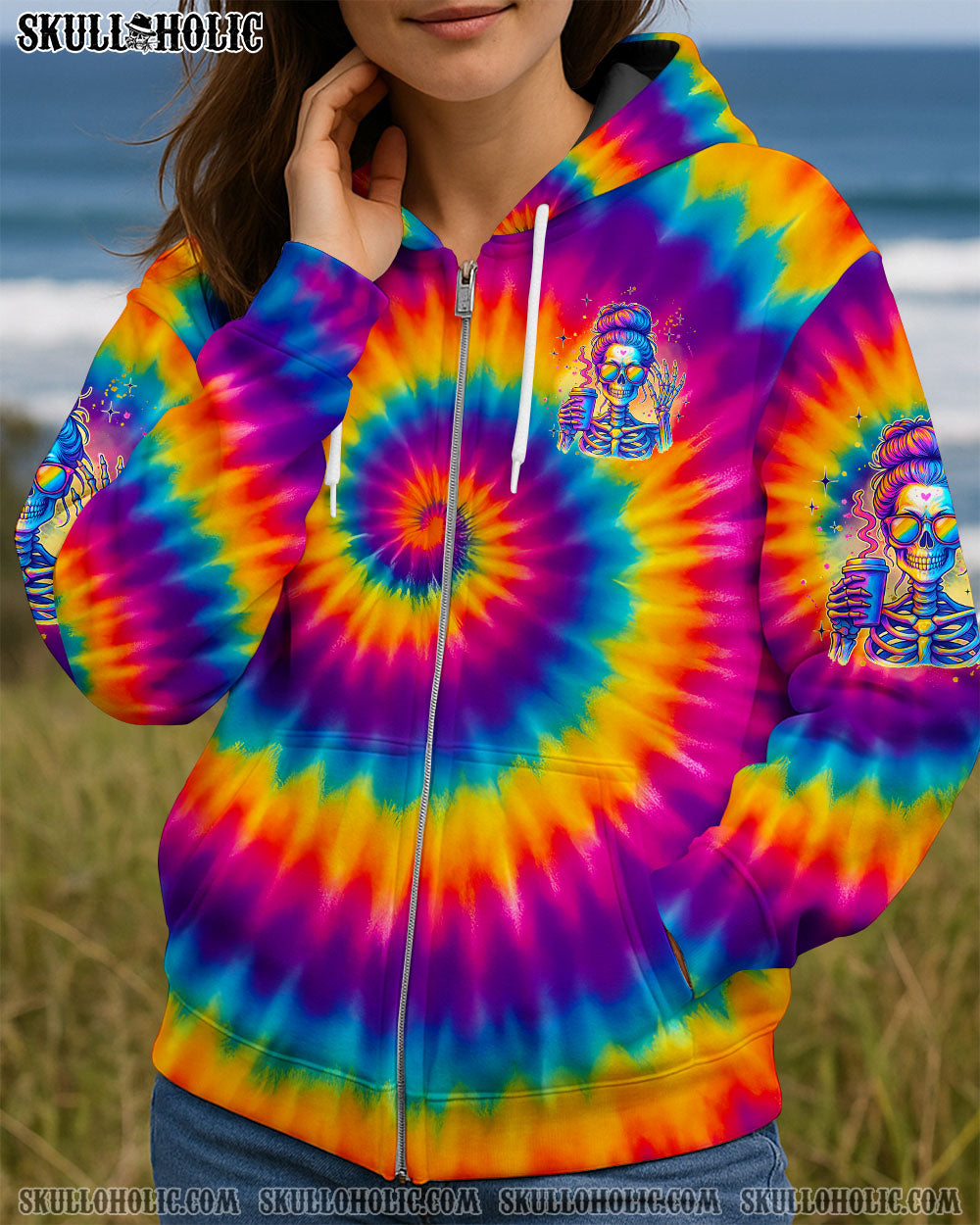 BLISSCORNERS I AM WHO I AM MESSY BUN SKULL ALL OVER PRINT
