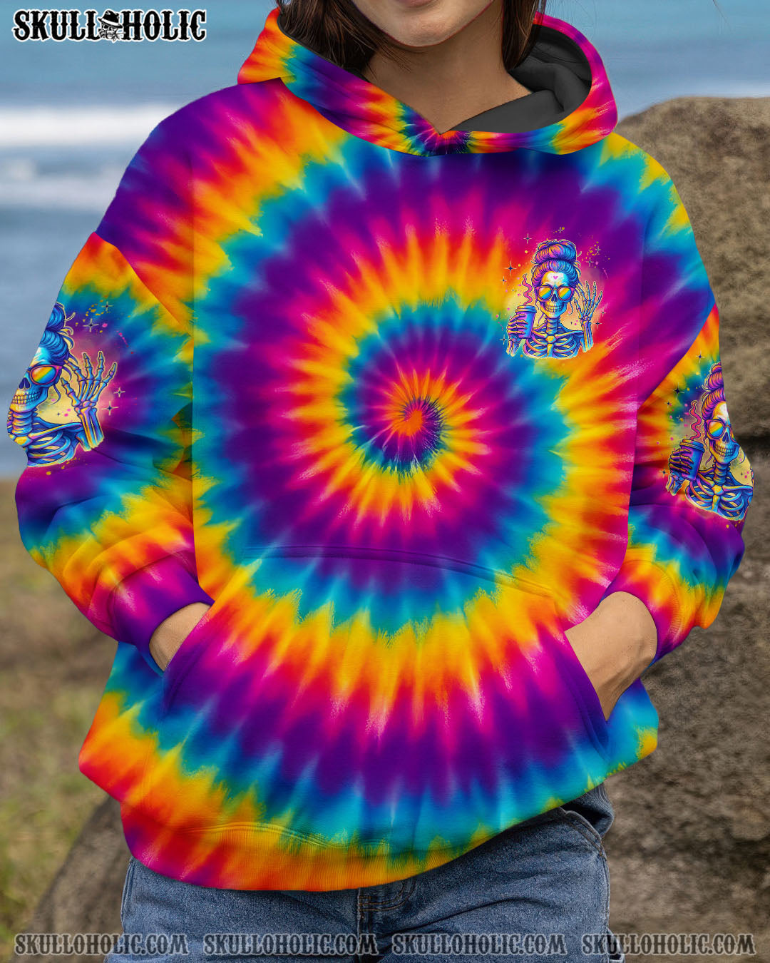 BLISSCORNERS I AM WHO I AM MESSY BUN SKULL ALL OVER PRINT