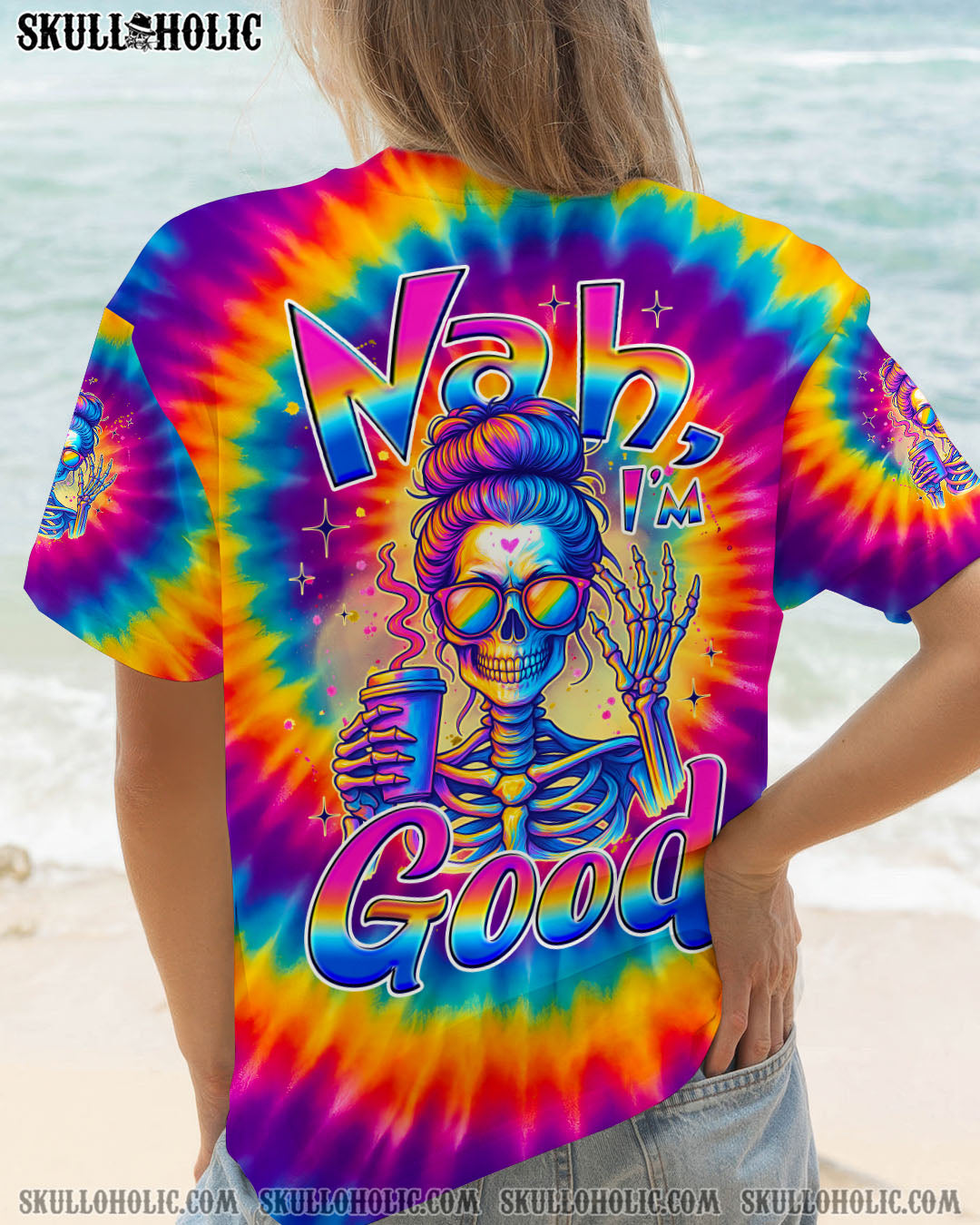 BLISSCORNERS I AM WHO I AM MESSY BUN SKULL ALL OVER PRINT