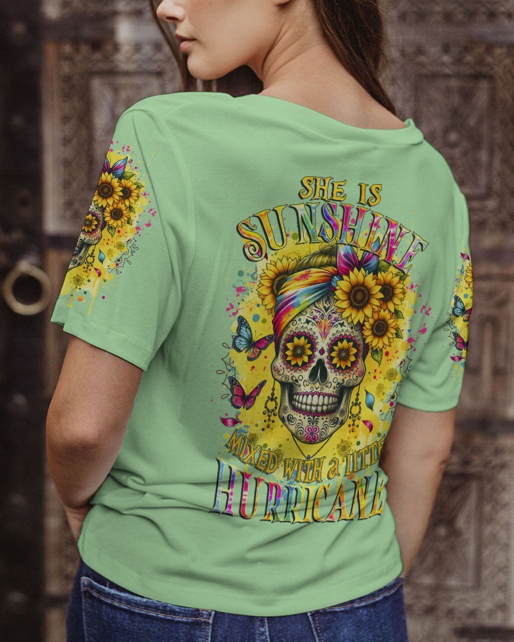 BLISSCORNERS FRESH OUT OF F MESSY BUN SKULL ALL OVER PRINT