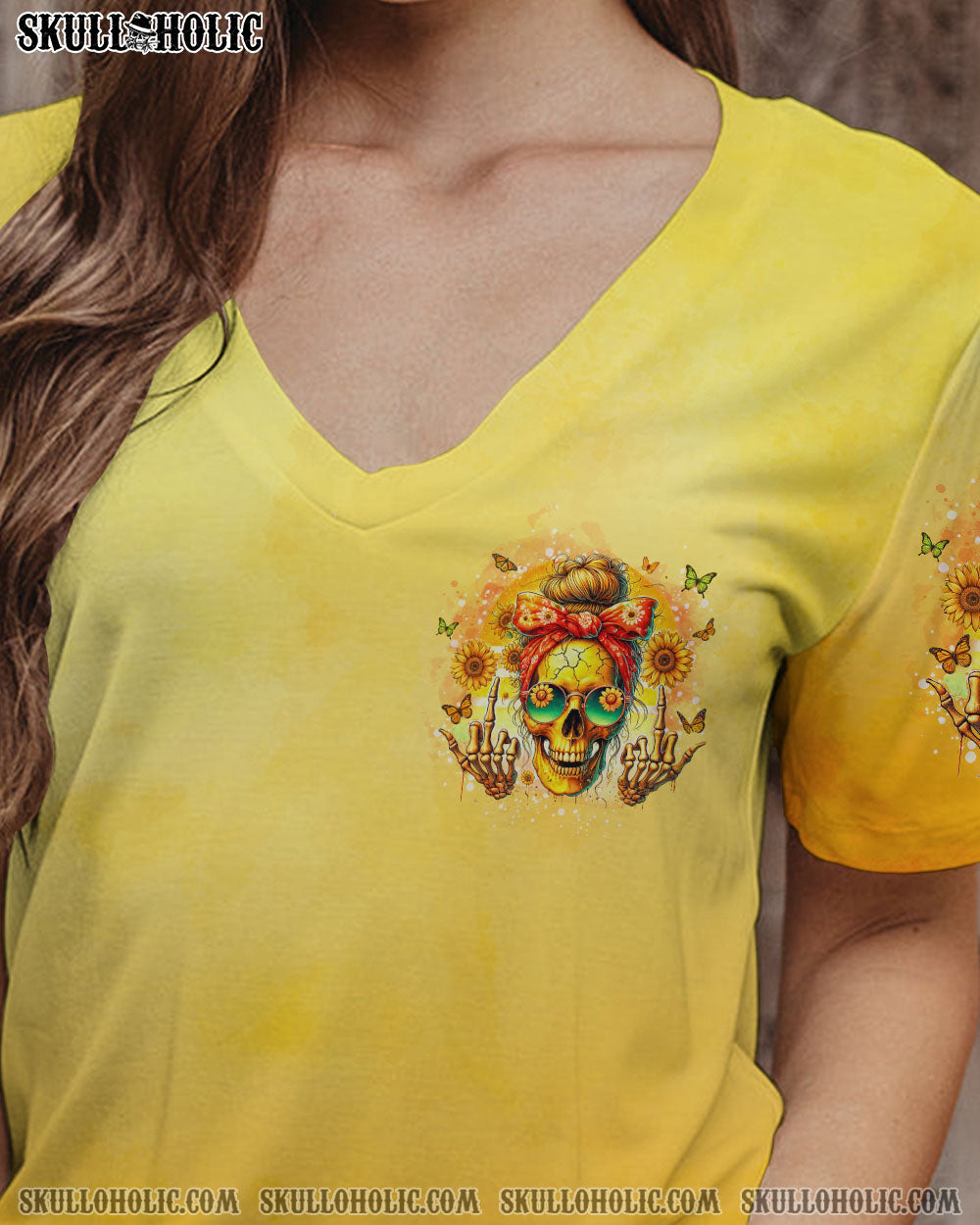BLISSCORNERS THE GOOD GIRL IN ME MESSY BUN SKULL ALL OVER PRINT