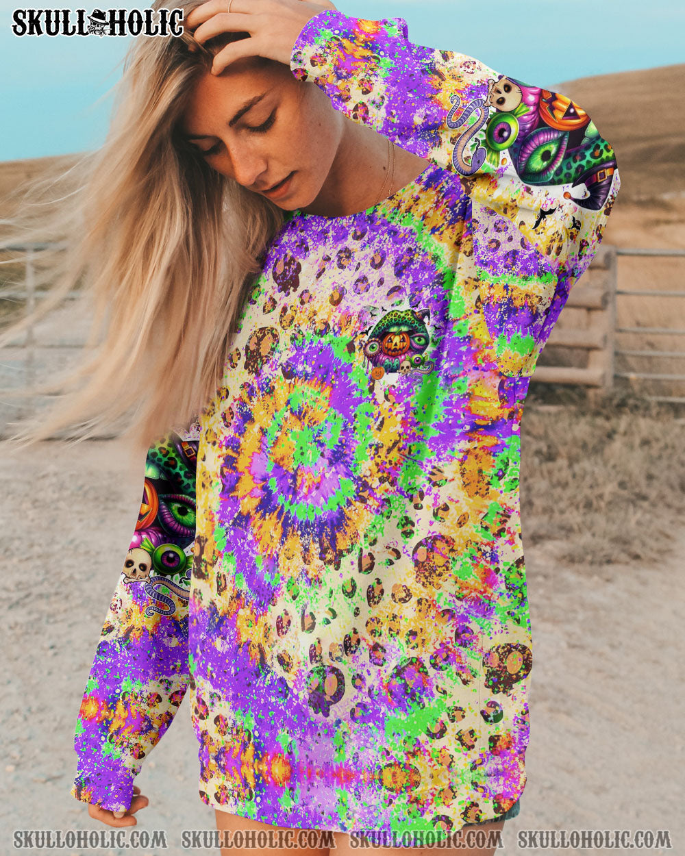 BLISSCORNERS YOU SAY WICKED HALLOWEEN LIP TIE DYE ALL OVER PRINT