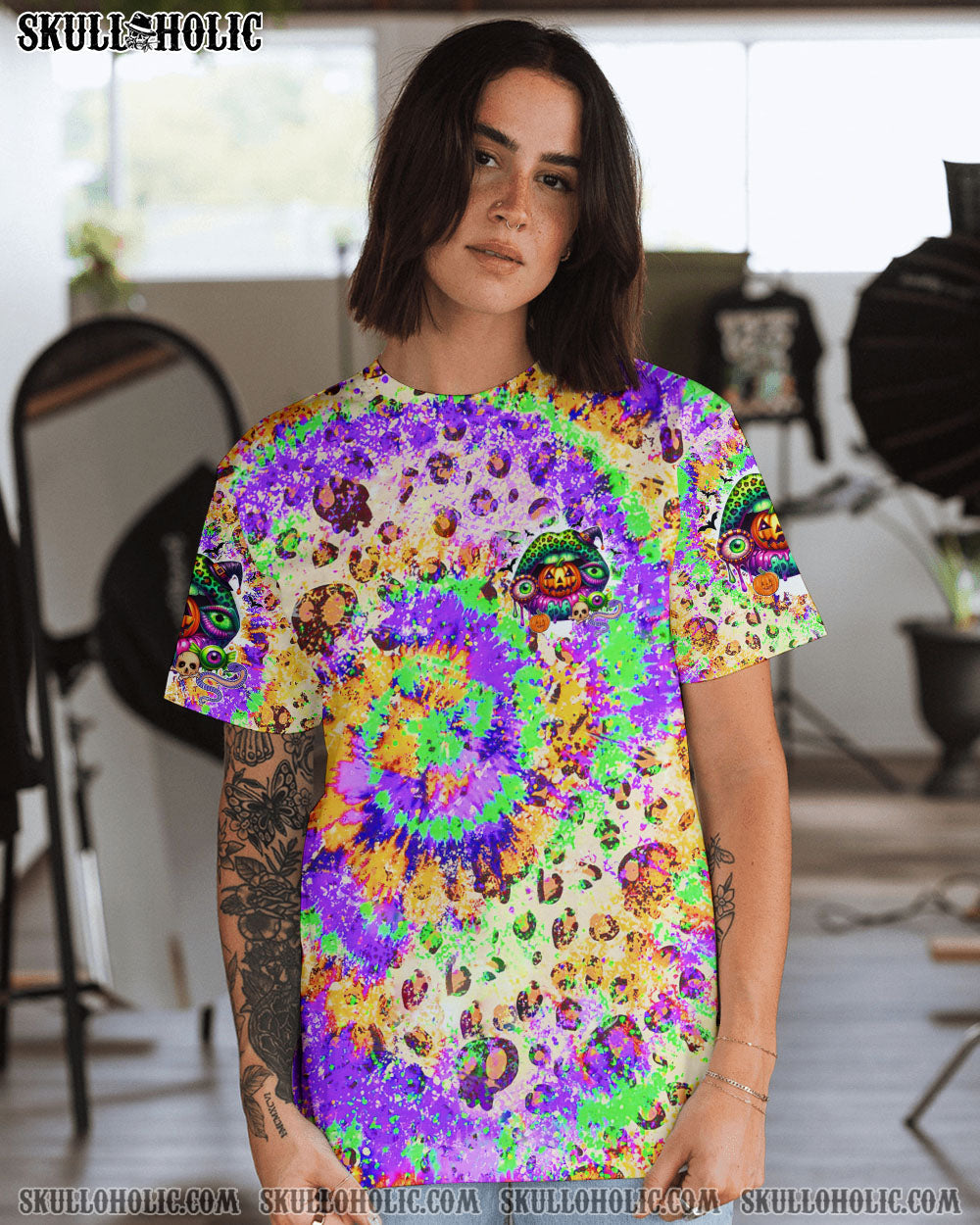 BLISSCORNERS YOU SAY WICKED HALLOWEEN LIP TIE DYE ALL OVER PRINT