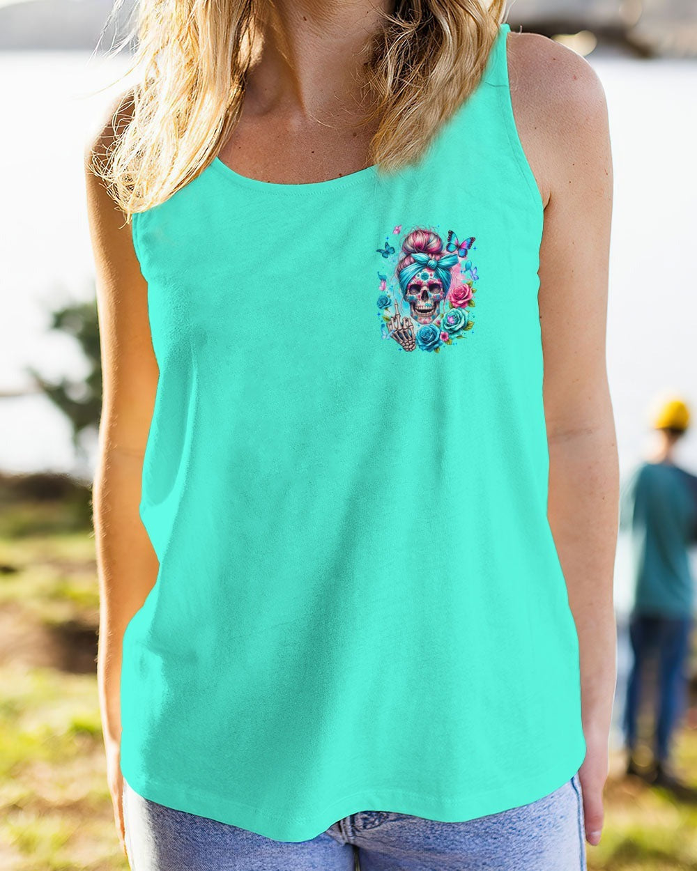 BLISSCORNERS THE GOOD GIRL IN ME MESSY BUN SKULL ALL OVER PRINT