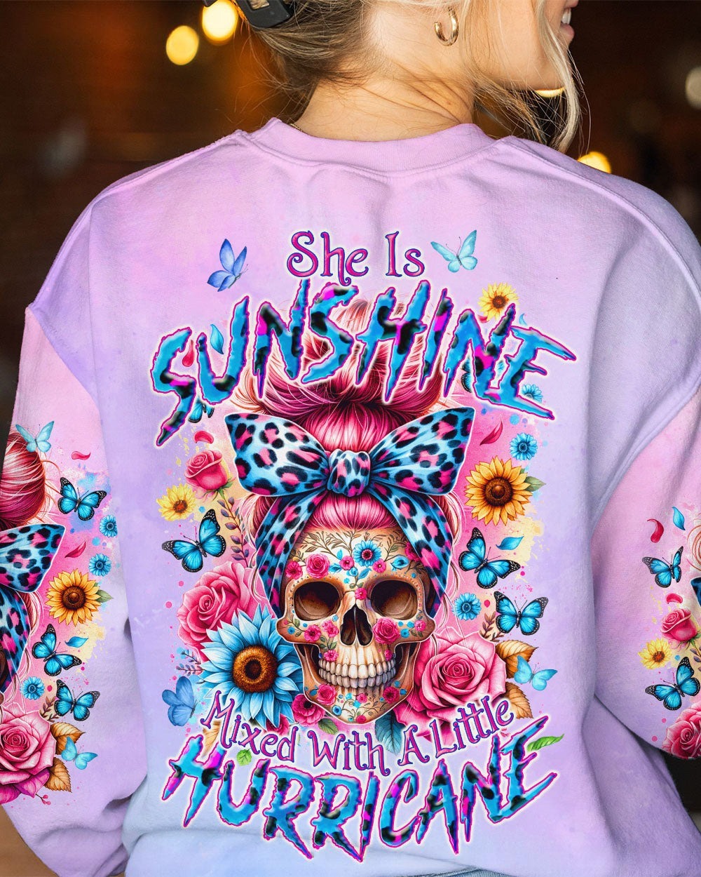 BLISSCORNERS ROCKING THIS MOM LIFE MESSY BUN SKULL ALL OVER PRINT