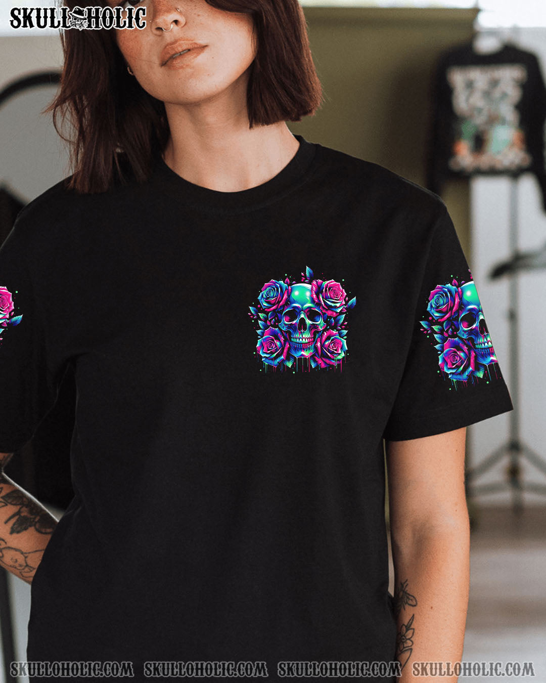 BLISSCORNERS YES I'M A B BUT NOT YOURS SKULL ROSE ALL OVER PRINT