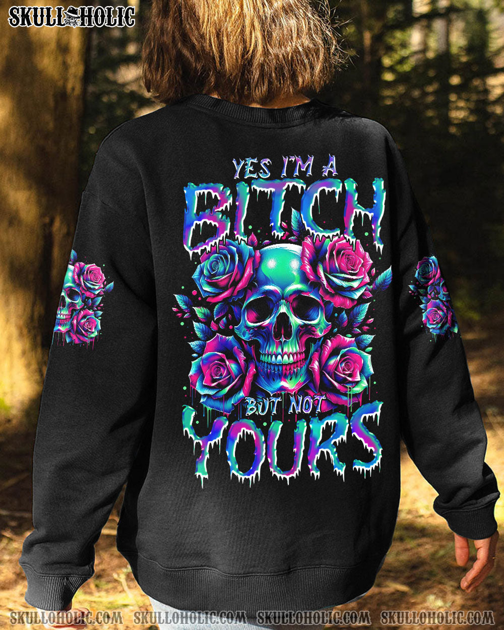 BLISSCORNERS YES I'M A B BUT NOT YOURS SKULL ROSE ALL OVER PRINT
