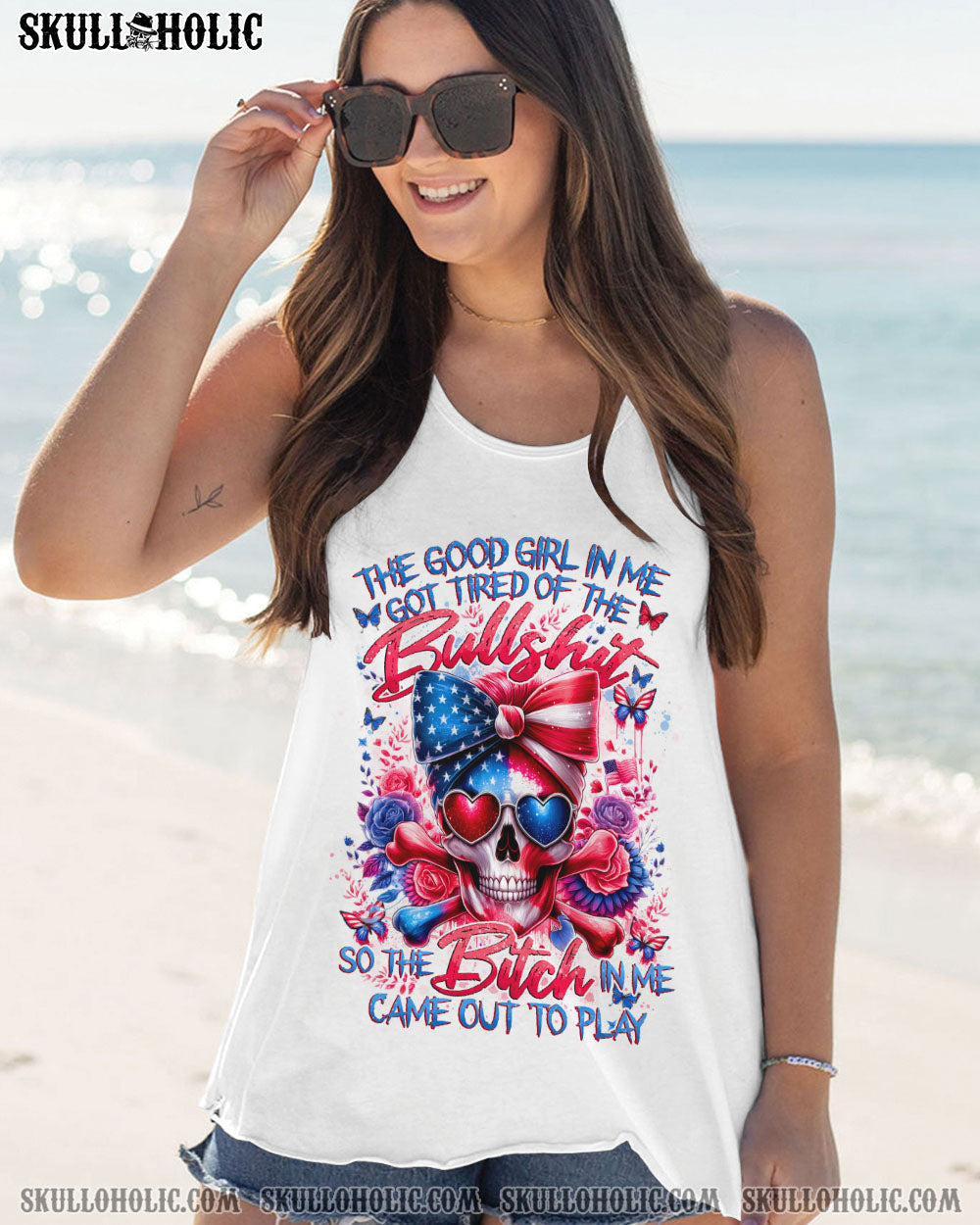 BLISSCORNERS A MOUTH I CAN'T CONTROL SKULL MESSY BUN ROSE ALL OVER PRINT