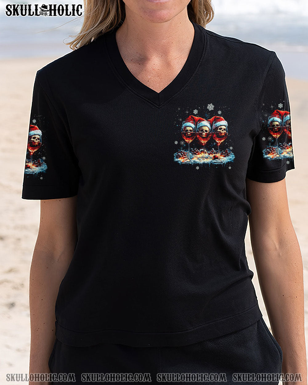 BLISSCORNERS JUST A MOM SKULL CHRISTMAS ALL OVER PRINT