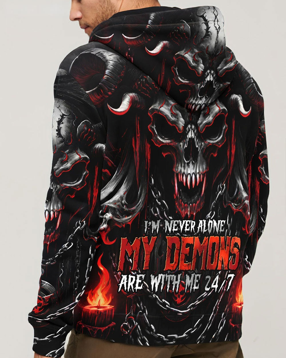BLISSCORNERS I'M NEVER ALONE SKULL DEMON ALL OVER PRINT
