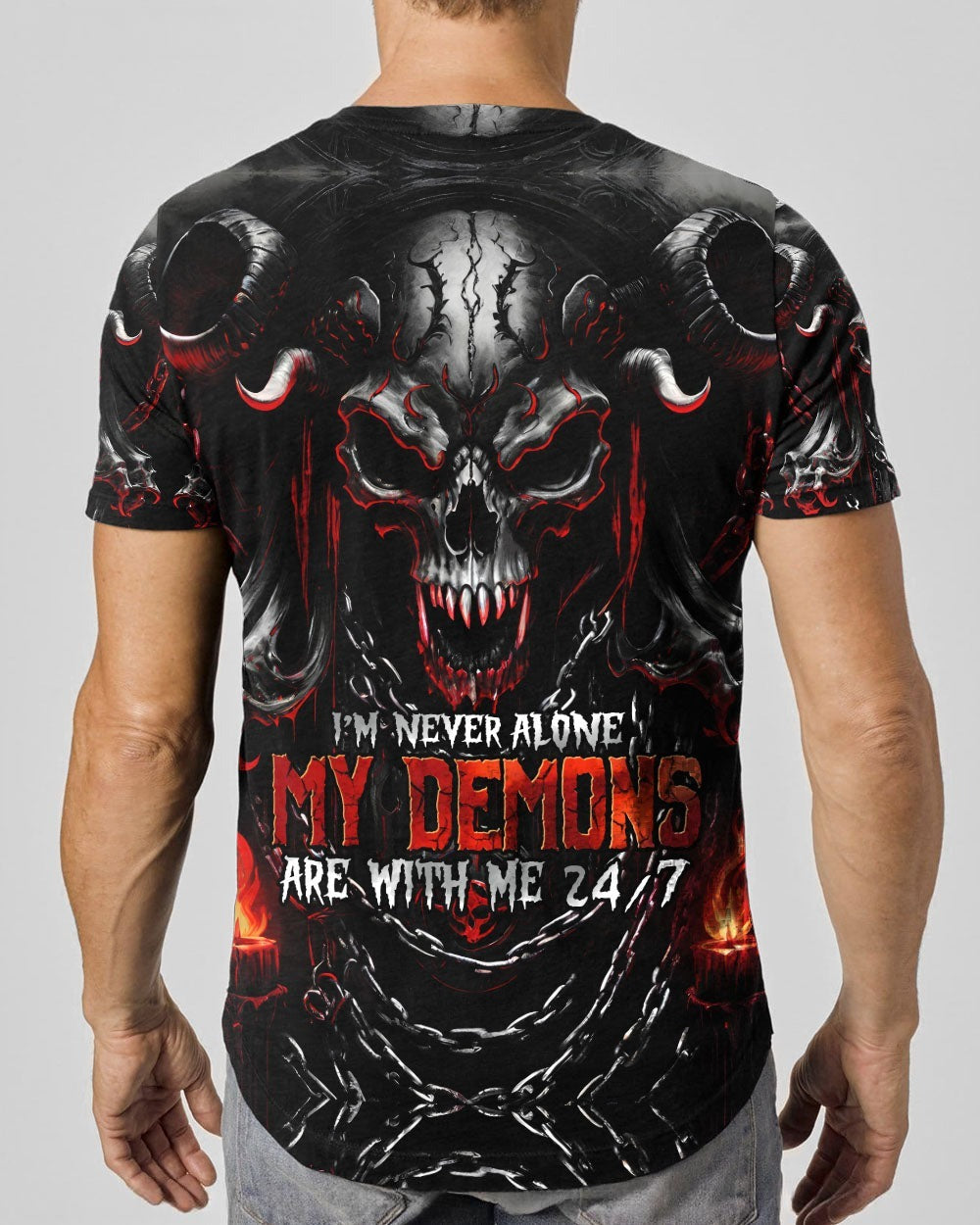 BLISSCORNERS I'M NEVER ALONE SKULL DEMON ALL OVER PRINT