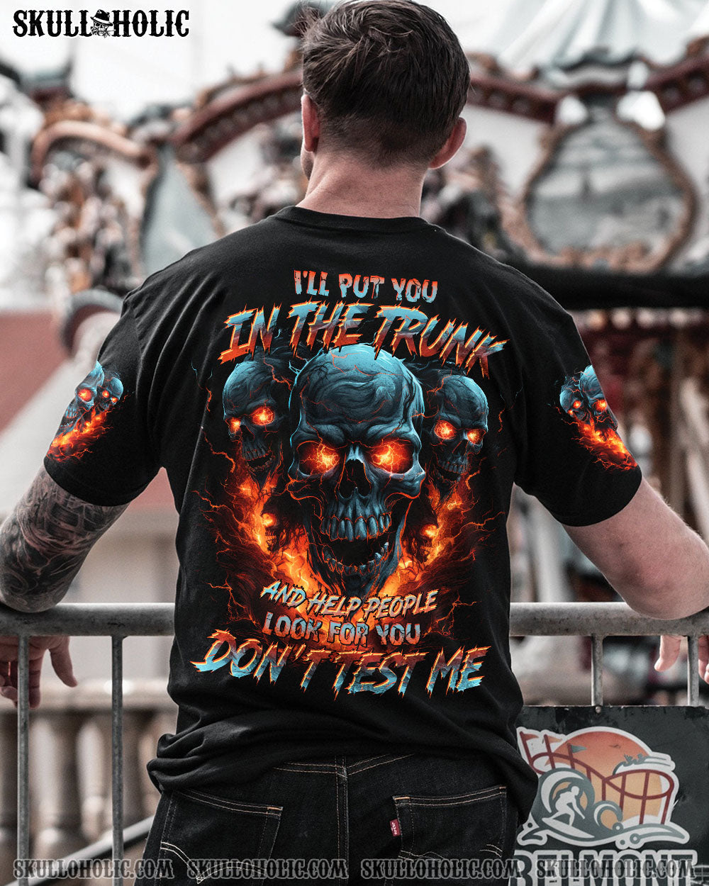 BLISSCORNERS DON'T TEST ME SKULL ALL OVER PRINT
