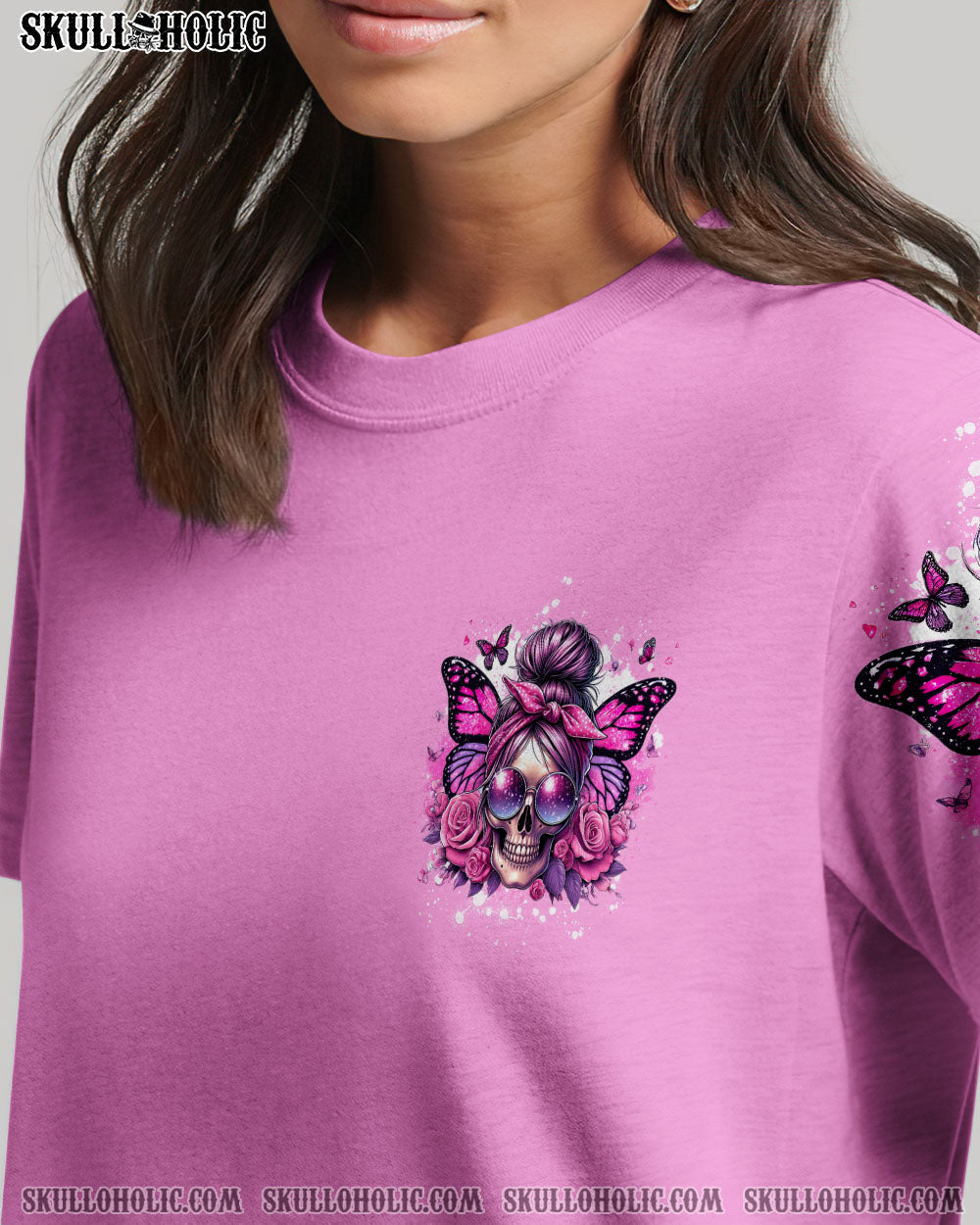 BLISSCORNERS THE GOOD GIRL IN ME MESSY BUN SKULL ALL OVER PRINT