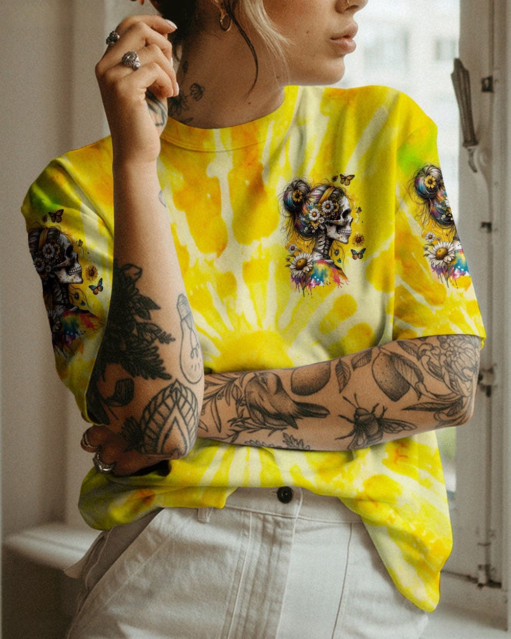 BLISSCORNERS YES I'M A B BUT NOT YOURS MESSY BUN SKULL ALL OVER PRINT