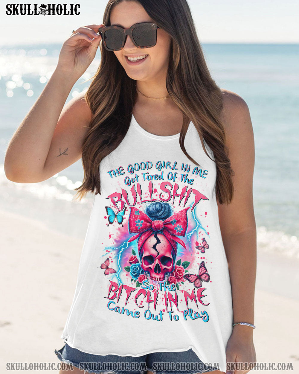 BLISSCORNERS NEXT TIME MY NAMES COMES OUT MESSY BUN SKULL ALL OVER PRINT