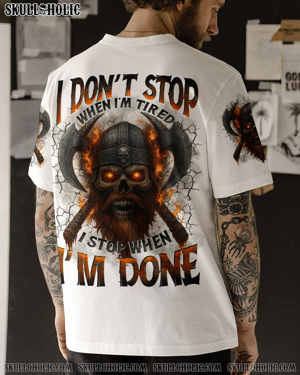 BLISSCORNERS I DON'T STOP WHEN I'M TIRED VIKING SKULL ALL OVER PRINT
