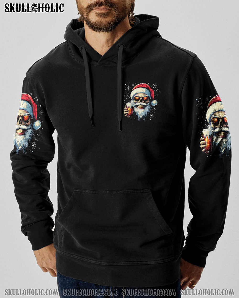 BLISSCORNERS HO HO HOLY S WHAT A YEAR SKULL SANTA CHRISTMAS ALL OVER PRINT