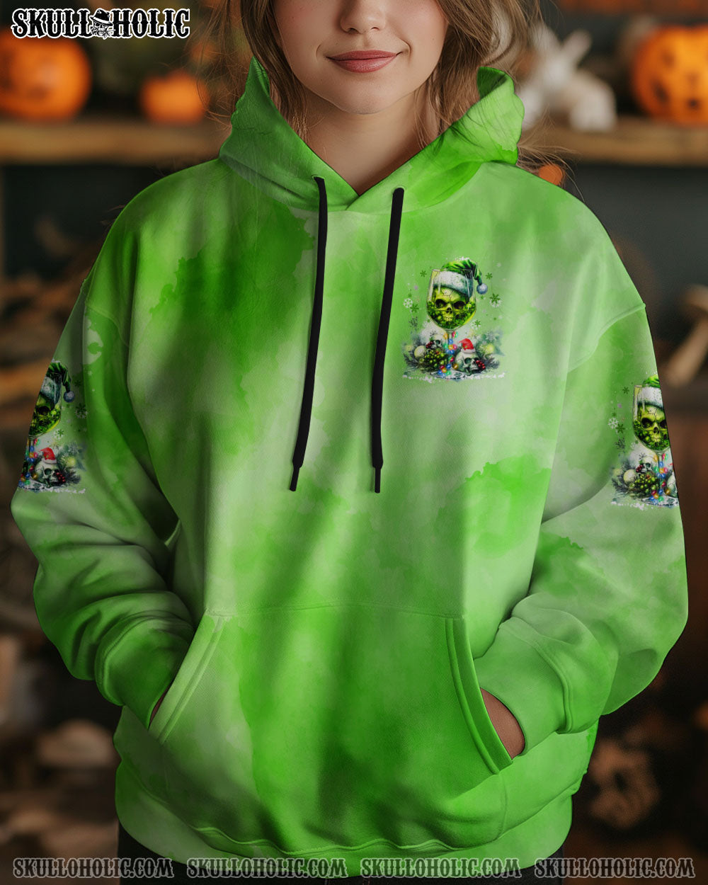 BLISSCORNERS DRINK UP B SKULL CHRISTMAS ALL OVER PRINT