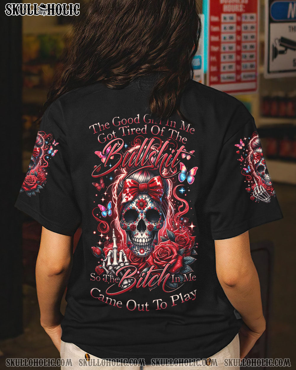 BLISSCORNERS THE GOOD GIRL IN ME MESSY BUN ALL OVER PRINT