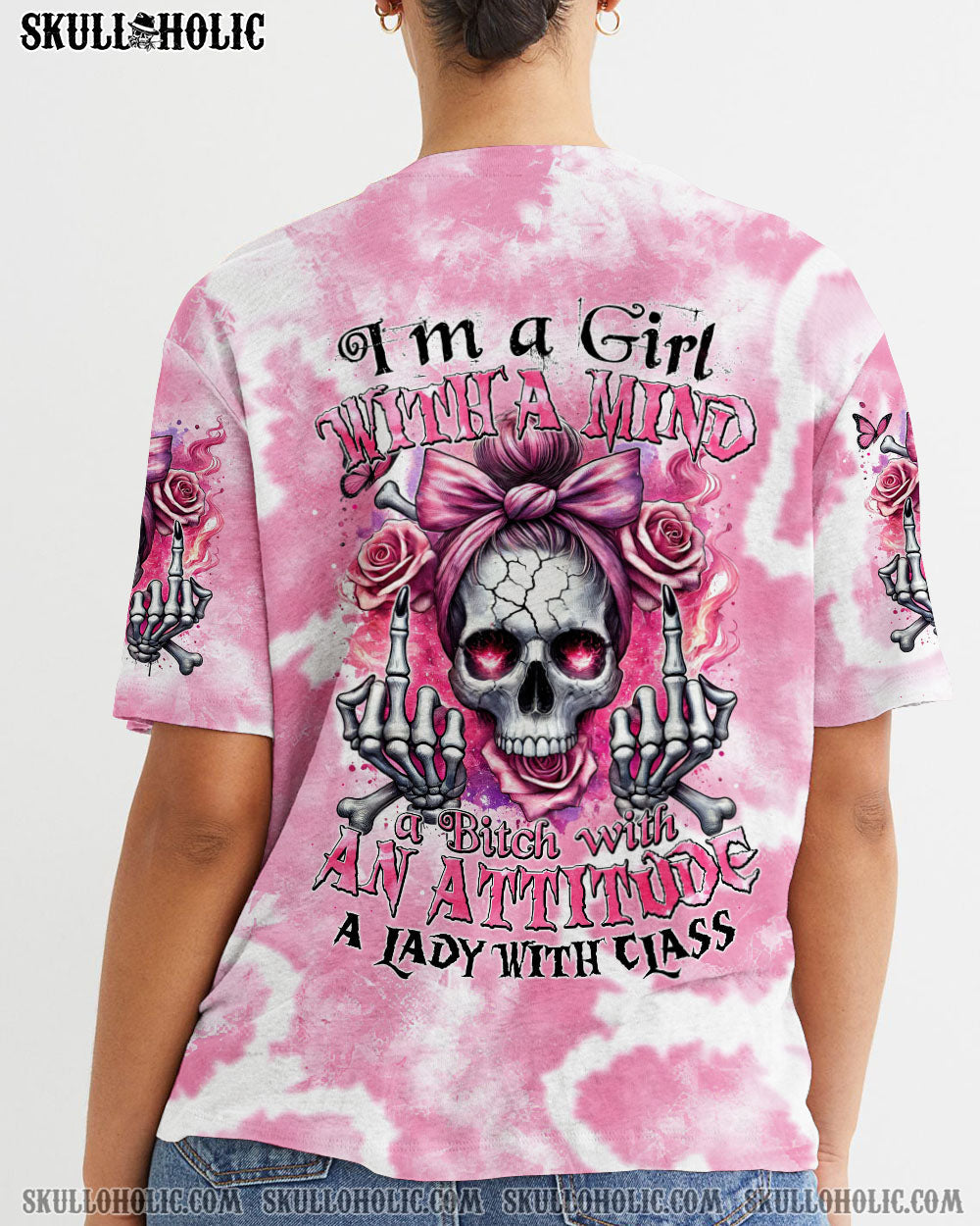 BLISSCORNERS TODAY'S MOOD SKULL MESSY BUN ALL OVER PRINT