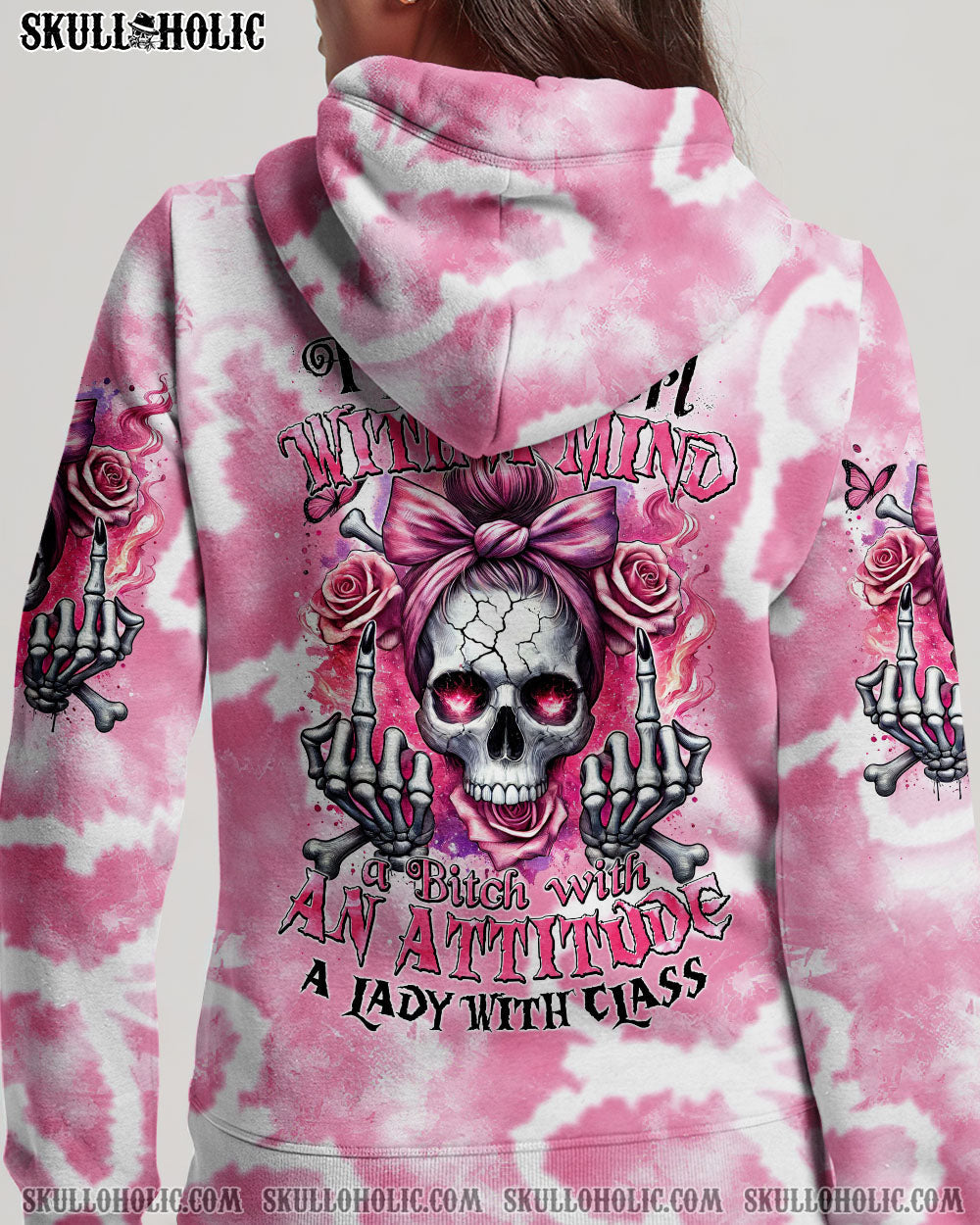 BLISSCORNERS TODAY'S MOOD SKULL MESSY BUN ALL OVER PRINT