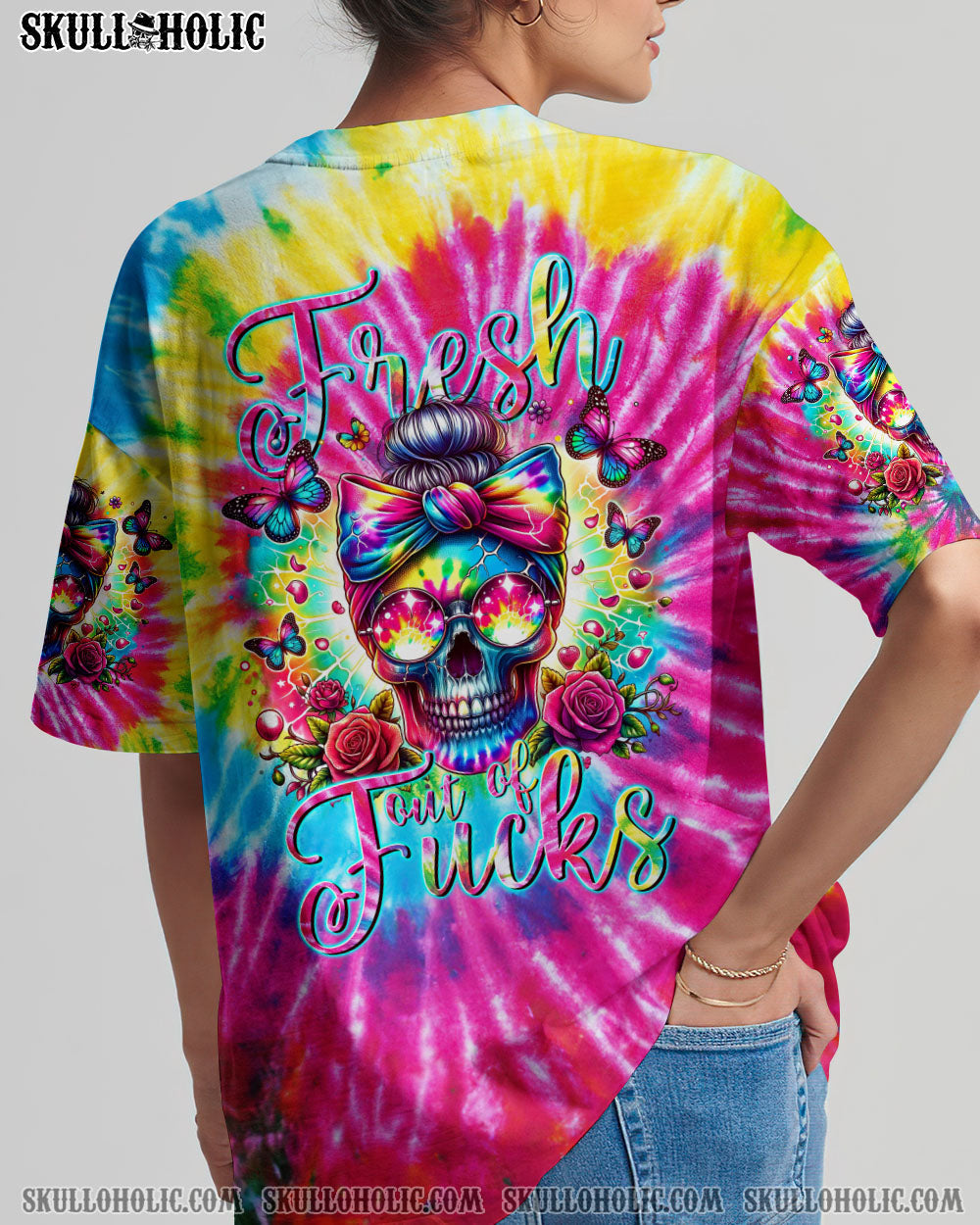 BLISSCORNERS THE GOOD GIRL IN ME MESSY BUN TIE DYE ALL OVER PRINT