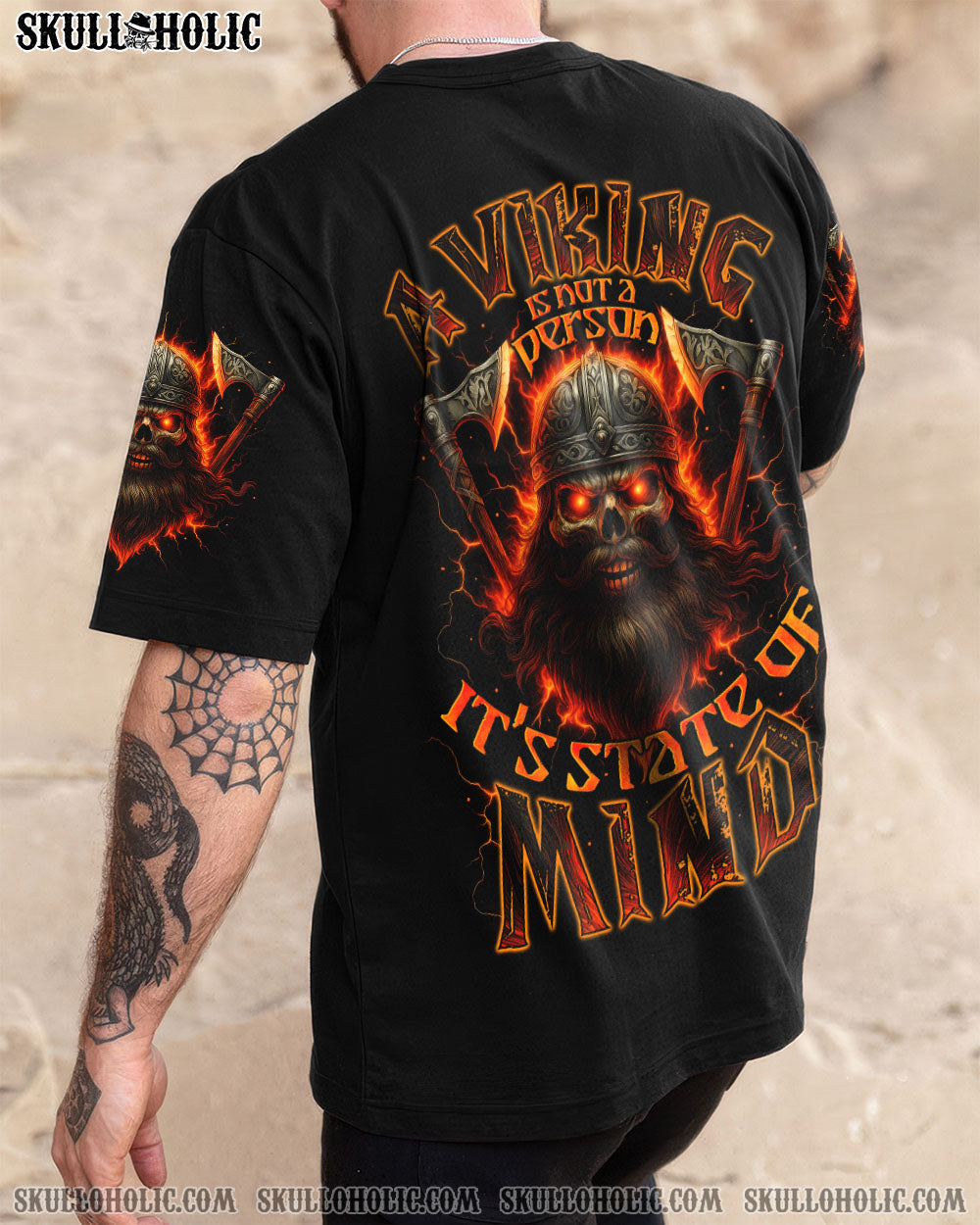 BLISSCORNERS IT'S A STATE OF MIND VIKING SKULL ALL OVER PRINT