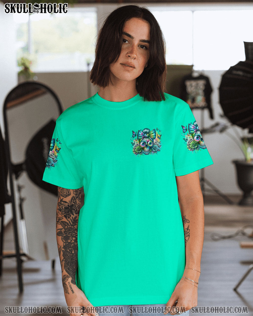 BLISSCORNERS BEFORE YOU DO ME WRONG MESSY BUN SKULL ALL OVER PRINT
