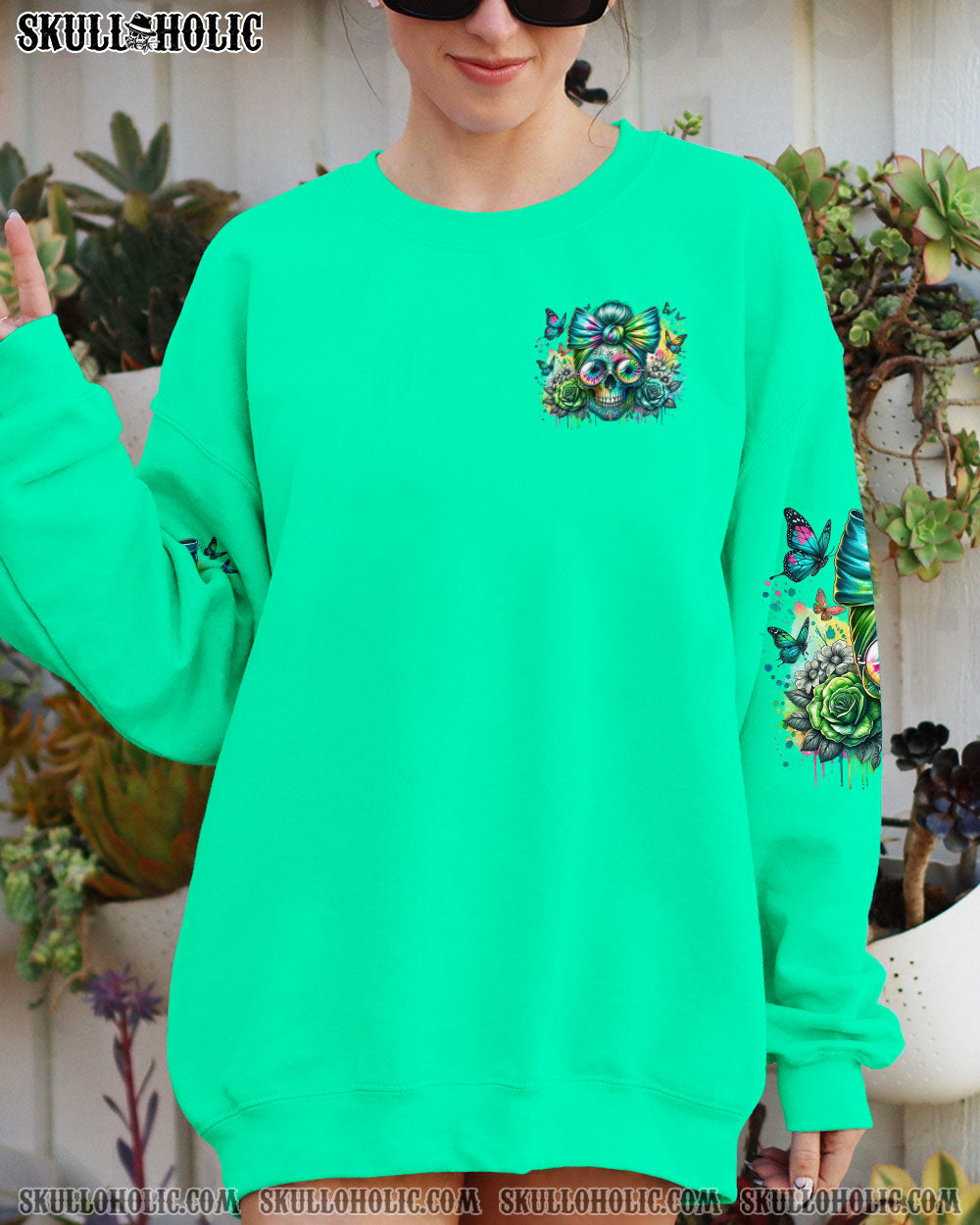 BLISSCORNERS BEFORE YOU DO ME WRONG MESSY BUN SKULL ALL OVER PRINT