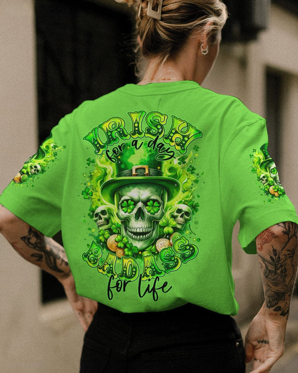 BLISSCORNERS IRISH FOR A DAY SKULL PATRICK'S DAY ALL OVER PRINT