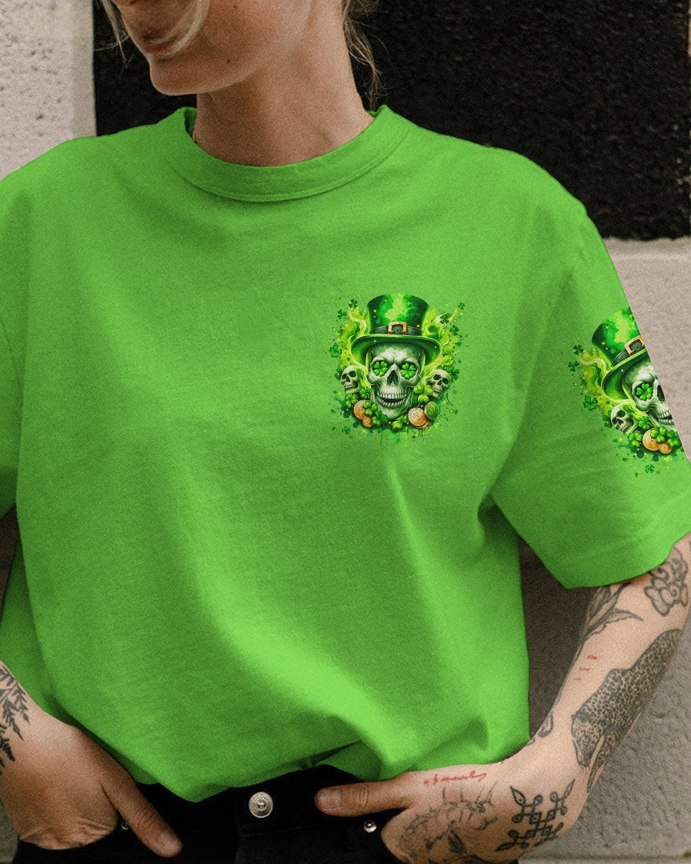 BLISSCORNERS IRISH FOR A DAY SKULL PATRICK'S DAY ALL OVER PRINT