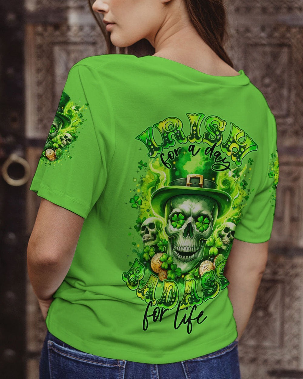 BLISSCORNERS IRISH FOR A DAY SKULL PATRICK'S DAY ALL OVER PRINT
