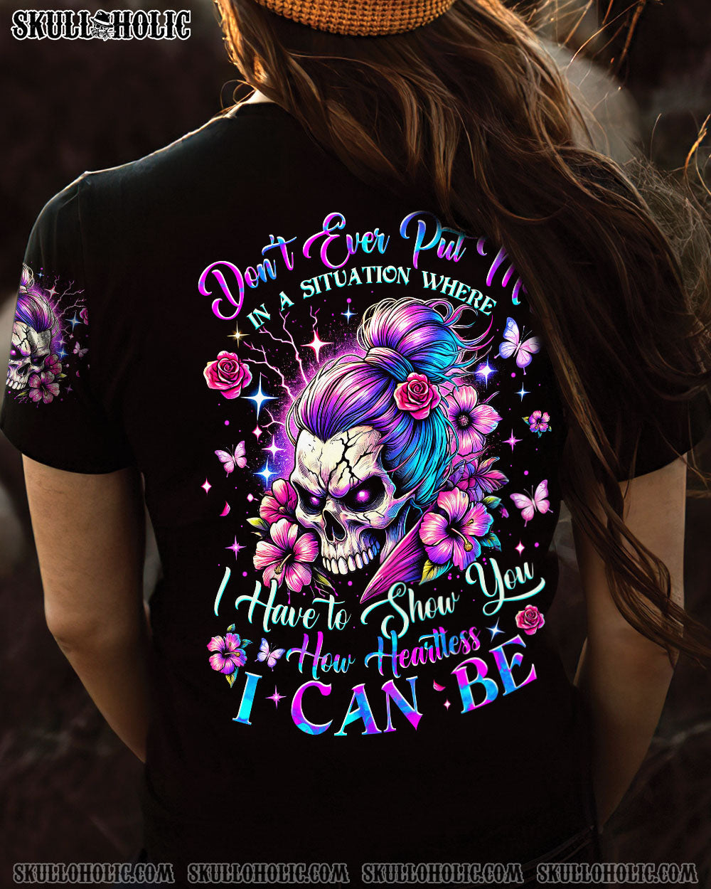 BLISSCORNERS DON'T LIKE ME YOUR PROBLEM MESSY BUN SKULL TIE DYE ALL OVER PRINT - TLTW2002251