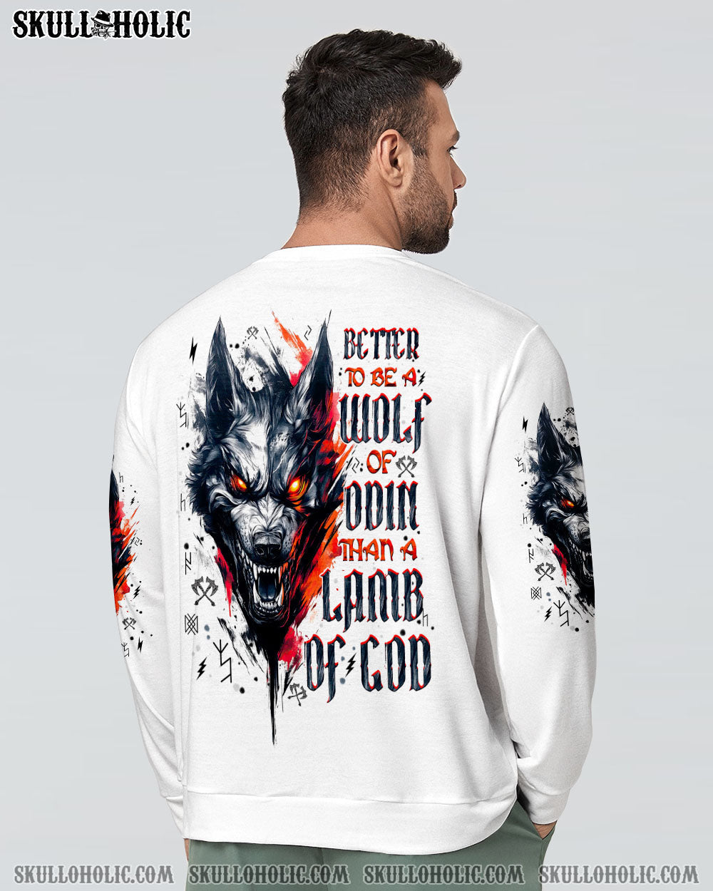 BLISSCORNERS BETTER TO BE A WOLF OF ODIN THAN A LAMB OF GOD VIKING SKULL ALL OVER PRINT