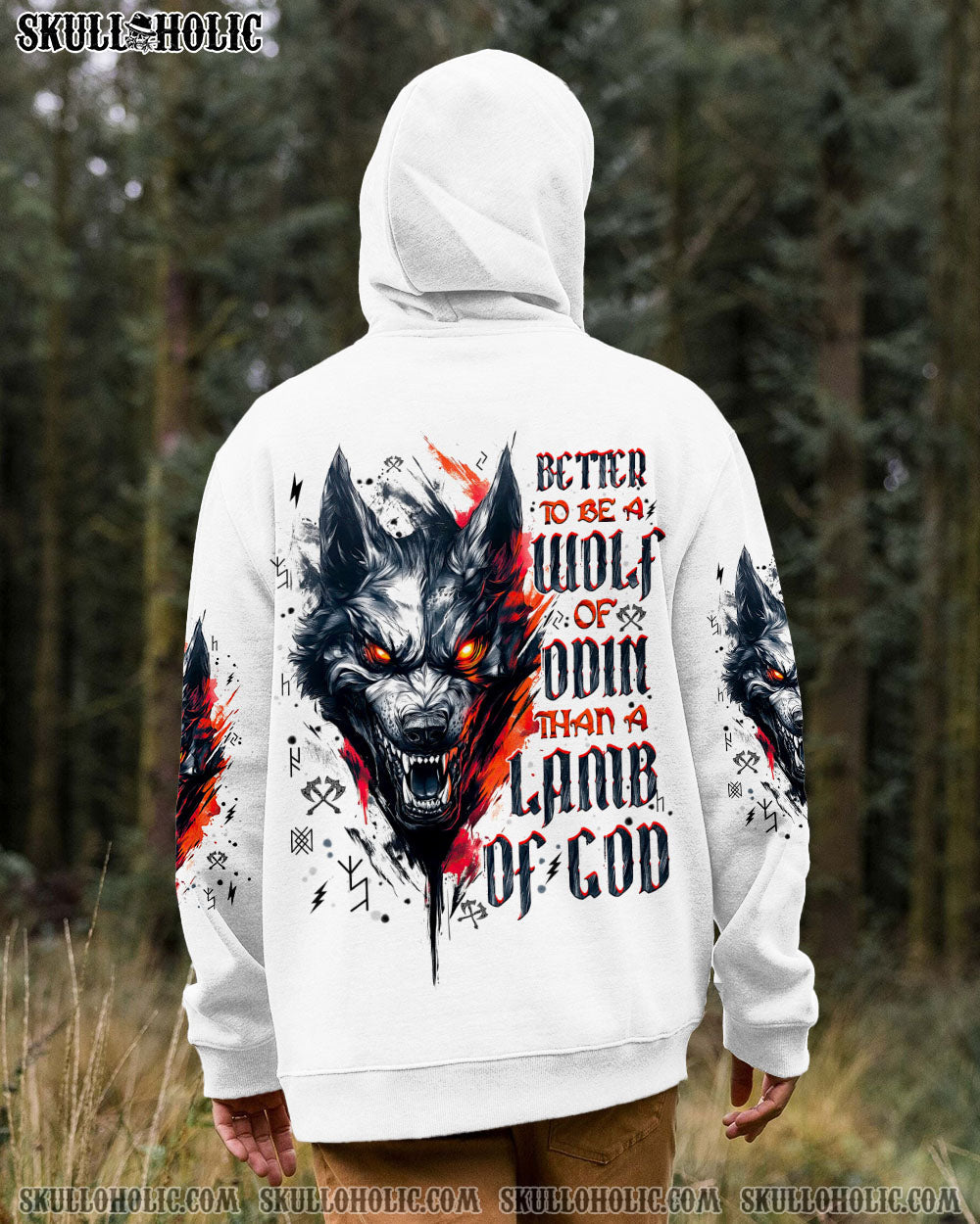 BLISSCORNERS BETTER TO BE A WOLF OF ODIN THAN A LAMB OF GOD VIKING SKULL ALL OVER PRINT