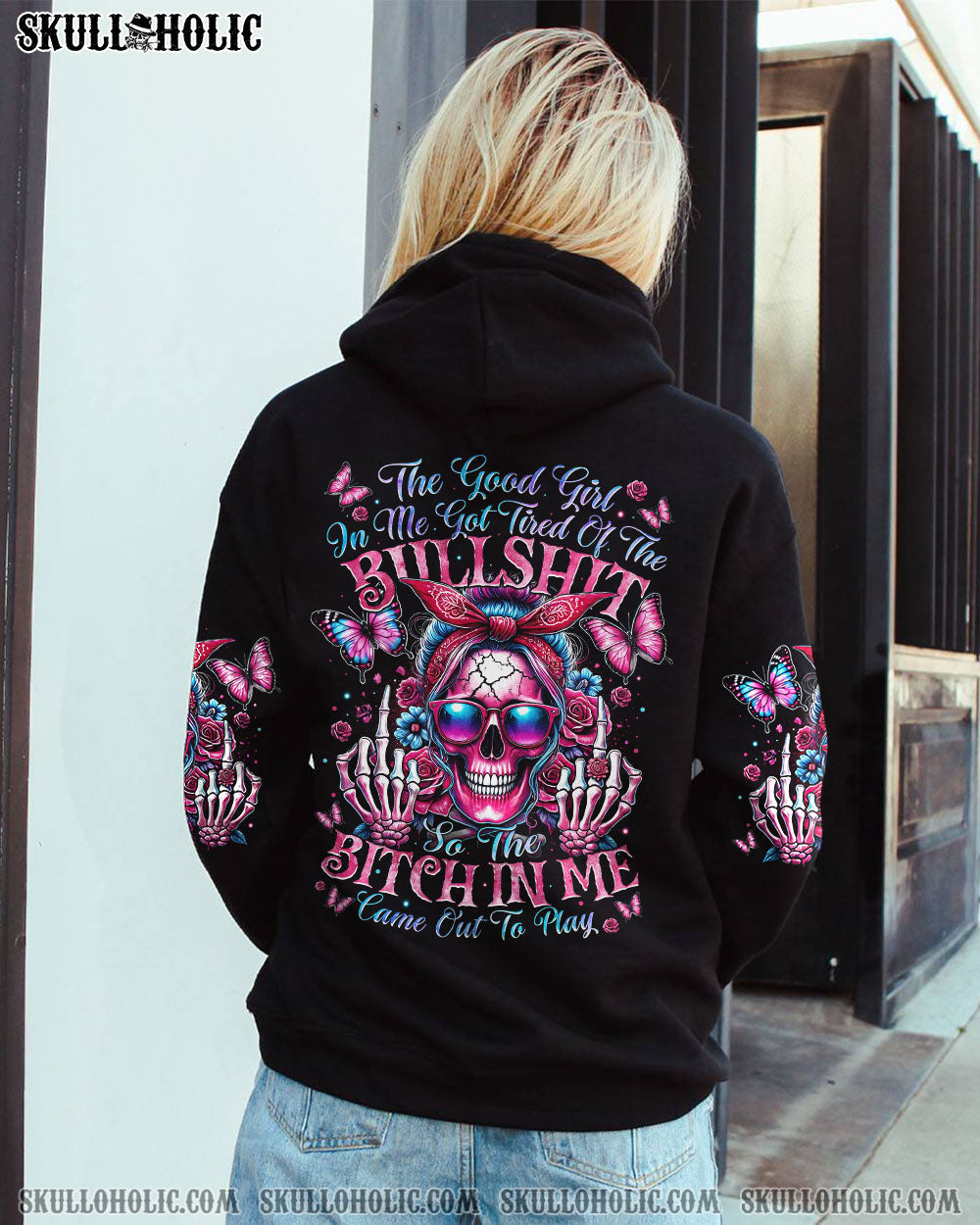 BLISSCORNERS I HAVE THE DEVIL IN MY BLOOD MESSY BUN ALL OVER PRINT